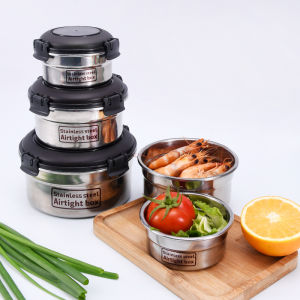Portable Round Airtight Stainless Steel Lunch Box