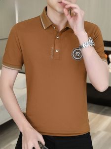 HENGYUANXIANG | Hengyuanxiang Summer Short Sleeve Polo Shirt Mens Trendy Turn-down Collar Ice Silk Cotton Thin Half Sleeve Top Youth Fashion