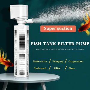 Silent Fish Tank Filter Three-In-One Water Purification Fish Tank Circulation Pump Adjustable Flow Rate Simple And Elegant Design Suitable For Aquariums And Fish Farming Suitable For 220v-240v Voltage