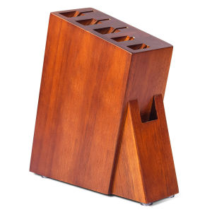 DASHWAY Knife Holder With Powerful Acacia Wood Knife Block Without Knives Scissors Holes Five-Slot Design Kitchen Acessories