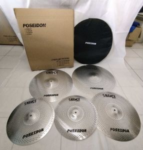 Poseidon classic alloy Cymbals set or mute silence low volume Cymbals set. One set has 2 pcs 14" Hihat  1 pc. 16" crash 1 pc 18" crash and 20" ride with Carry bag