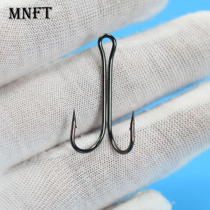 MNFT 50Pcs Long Shank Double Hooks High Carbon Steel Fly Tying Frog Hook Super Strong Soft Worm Lure Duple Hook