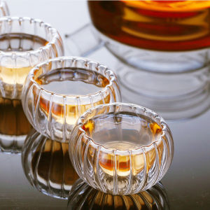 Amoki 50ml Tea Cup Transparent Double Layer Small Tea Cup Thickened Glass Small Tea Cup