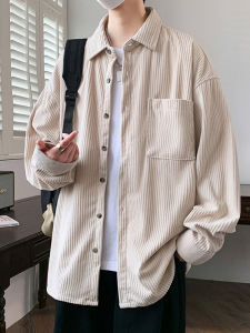 Corduroy Long Sleeve Shirt Mens Spring Autumn New Japanese Style Trendy Brand Student Workwear Outerwear Carlsley Polyester Fiber