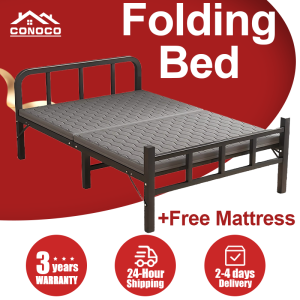 CONOCO Foldable Metal Bed Frame Single/Super/Queen Thickened No Installation Portable & Space-Saving Instant Use Caregiver Folding Bed Portable Office Foldable Bed