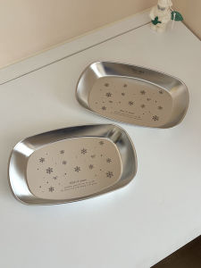 Bát Đựng Thức Ăn Sáng Hình Chữ Nhật Bằng Thép Không Gỉ 304 Hình Mây Tuyết Bát Đựng Thức Ăn Bát Đựng Trái Cây Phụ Kiện Nhà Bếp Cổ Điển