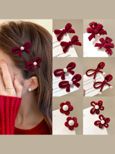 Red Princess Hair Clip Butterfly Knot Fringe Side Clip Womens Hair Accessories Duckbill Small Clip Fresh out Fashion Jewelry