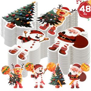 Santa Claus Lollipop ผู้ถือการ์ด 2025 Merry Christmas ตกแต่ง Lollipop Candy ของขวัญบรรจุภัณฑ์คริสต์มาสของขวัญ Navidad Natal