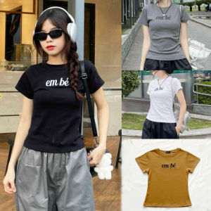 Áo Thun Baby Tee Body Thêu Em Bé Cổ Tròn Tay Ngắn Dáng Ôm Siêu Co Giãn Có Size Đại 65kg Ulzzang - MM Hồng Nhi Store