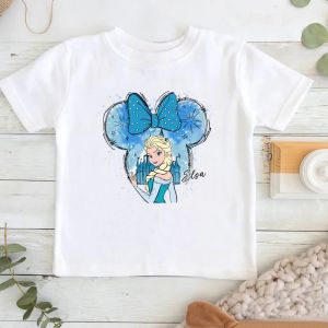 Hasbro | Disney Child Belle Princess Kawaii Printed T-shirt Baby Girl 100%cotton Soft Cartoon Clothing Cute Graphic Tops Kids Funny Tees