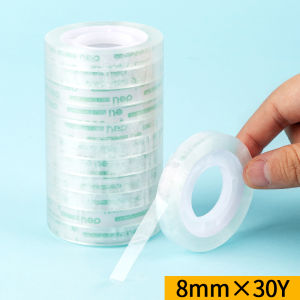 Deli Small Size Stationery Tape Student Use Thin Narrow Transparent Strong Adhesive Clear Tape 0.8cm 1.8cm 1.2 Width Hand Tear Error Correction Handmade Tape Childrens Paper