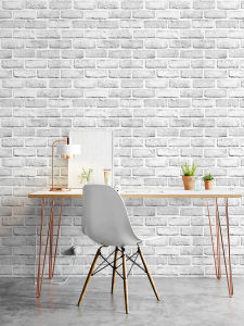 Thickened Self-Adhesive White Brick Pattern Wall Stickers PVC Bathroom Waterproof Moisture Proof Decorative Wall Mural