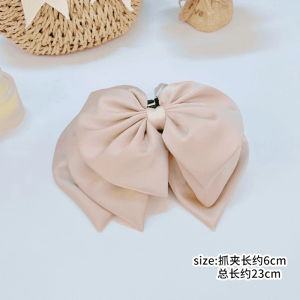 Large Size Satin Hair Clip French Style Knot Design Womens Stylish Hair Accessories Full Back of Head Elegant Black Bowknot