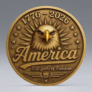 United States 250th Anniversary Commemorative Coin Gold Plated 1776-2026 America Collection Coin