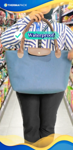 ThermaPack Premium Denim Shopping Bag - Tas Belanja Serbaguna Aluminium Foil Tahan Panas dan Dingin