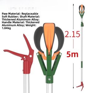 Retriever Fruit Picking Tool Extendable Pole High Reach Claw Apple Pomegranate Peach Fruit Harvesting Tool Three Claw Design