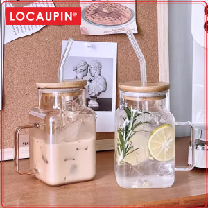 Locaupin Glass Drinkware Heat Resistant Healthy Glass Cups Water Glass Coffee Cups Flower Tea Glass Microwave Safe Glass Tea Cups