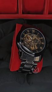 Jam Tangan Pria Kasual Otomatis Asli Tahan Air Original Premium Automatic Mesin Mechanical Transparan Stainless Steel Anti Karat Luminous Bercahaya