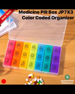 Pill Box JP7X3 21 Day Medicine Tablet Dispenser Organizer Weekly Storage Case Extra Large or 31 Day 4 Week Cases for Home Travel by Weeks with Dust-Proof Container Pills/Vitamin/Fish Oil/Supplements