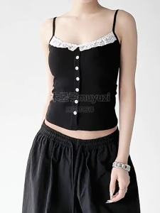 MUYUZI | Lace Trim Sweet Slimming Versatile Womens Tank Top