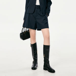 DESIGNICE | Elegant High-Waisted Casual Pants Blue