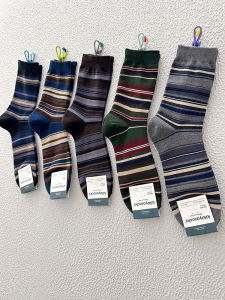 ผู้ชาย ถุงเท้าถึงกลางน่อง ถุงเท้าลาย Moisture Wicking ผ้าฝ้าย สไตล์อังกฤษ ถุงเท้า Kikiya ถุงเท้า ฤดูใบไม้ร่วง ฤดูหนาว คอลเลกชัน ถุงเท้ายาวถึงเข่า