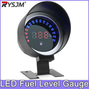RYSJM | Fuel Level Gauge 100% Red LED Blue Digital Car Automotive Clocks Meter Oil Tank Level Indicator for Car Boat Fuel Level Float