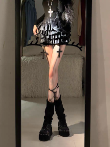 Gothic Dark Style Bubble Shorts Ballet Skirt Cross Design High Waist Short Skirts for Women Commute Pure Color Other Materials