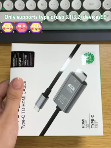 SLI สาย4K 1080P USB C to HDMI สาย Type C Thunderbolt 3 to HDMI 4K 30Hz 60Hz PVC 2M ต่อมือถือขึ้นจอ ทีวี โปรเจคเตอร์