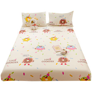 100% Cotton Fitted Sheet Set Cartoon Donuts Rabbit Cat Rainbow Non - Slip Bed Sheet Single Queen King Size