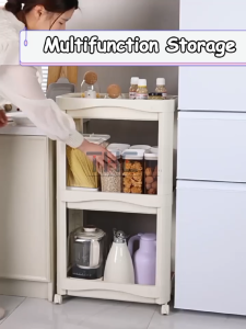 THE L52cm (2-4 Layers) Kitchen Bathroom Living Room Snack Stationery Book Storage Rack With Wheels