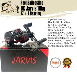 Reel Pancing BC Baitcasting Jarvis 7.2:1 Handle Kiri 10kg Power Murah - Toms Fishing