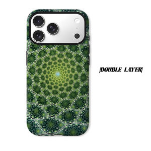 green fractal mandala Phone Case for iPhone 18 17 16 15 14 13 12 11 Air Pro Max Plus Double-layer Cover
