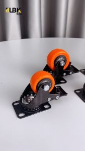 ลูกล้อ PU สีส้มดำ 1.5-2นิ้ว 3 แบบ โพรียูรีเทน