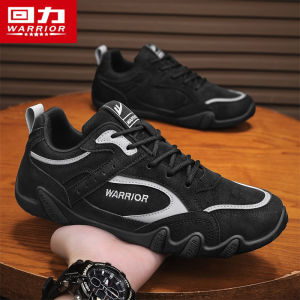 Warrior Mens Casual Shoes Thin Bottom Racing Black Board Shoes Youth Leisure Footwear Spring Autumn Season round Toe PVC Outsole