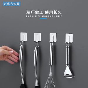 Hook Gantungan Baju Tempel Dinding Kapstok Stainless Steel Hitam Silver Kait Tebal Serbaguna