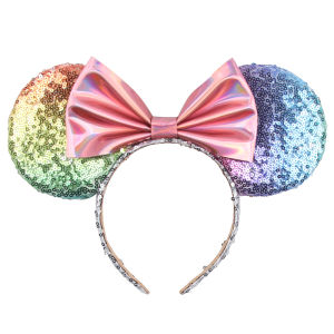New Disney Big Size Mickey Mouse Ear Headband Wave Point Big Bows EARS COSTUME Headband Cosplay Plush Adult/Kids Headband Gift