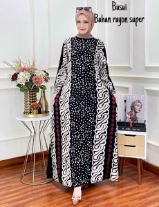 Gamis Cap Sogan Encim Anisa Kekinian Mewah Elegan Ld 110 Busui Rayon Tebal Batik Pekalongan