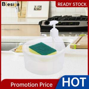 Blesiya Soap Dispenser and Scrubber Holder Practical Kitchen Soap Dispenser with Sponge 2 in 1 Dishwasher Pump Dispenser Press for Home