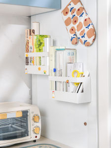 Magnetic Kitchen Storage Rack Fridge Side Cling Film Organizer Wall Mounted Iron Absorption No Drilling Magnetic Tape Storage Hanger