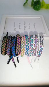 Holographic Reflective Gold Buckle Little Lion Bracelet Fashion Knitted Couple Student Lace Rainbow Bracelet