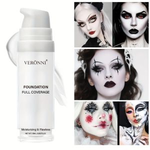 VERONNI Full Coverage Matte White Liquid FoundationExtreme Coverage Heavy Duty MakeupWaterproof & Long-Lasting Creamy Formula