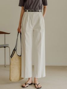 PIAOYA | High-waist Cropped Trousers Slim Leg Wide Legs Small Stature Suitable for Summer