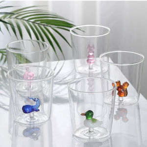 3D Cartoon-Shaped Handleless Cute & Minimalist Household Glass Cup - Single-Layer Borosilicate Glass for Juice & Cold Drinks