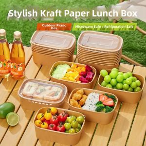 Eco-friendly Kraft Paper Rectangular Meal Box