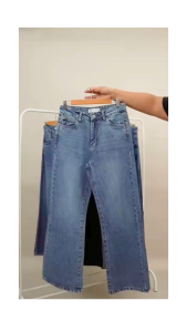 Women Wide Leg Jeans Light Blue Inseam 29"