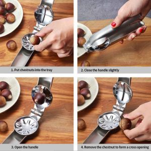 YESPERY Stainless Steel Metal Nut Cracker Quick Chestnut Clip Gadgets Walnut Pliers Kitchen Tools
