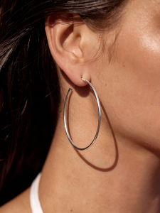 CAFFTI | Sterling Silver Textured Big Hoop Earrings