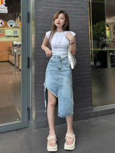 Chân váy Jeans Nữ mẫu Suông Midi CV303 Thanh lịch và Trẻ trung phù hợp mặc Công sở & Dạo phố vải Denim dày co dãn