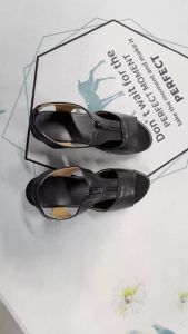 Block Heel Thick Bottom 2 Inches-high Soft Sole Zipper Black Wedge Sandals For Women